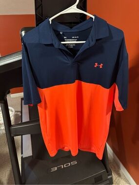 LG Navy Blue Performance Polo with White Print